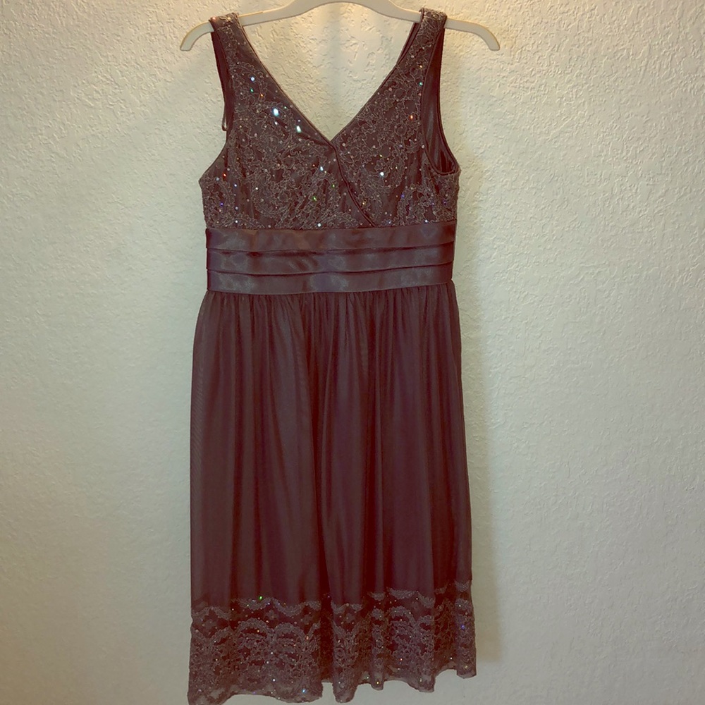 Slate blue evening dress